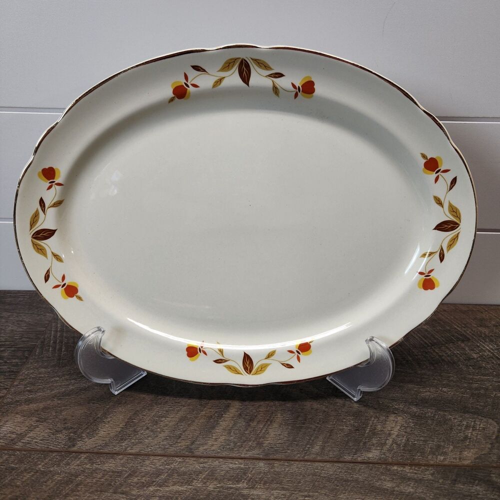 Vtg Hall Autumn Leaf Oval Platter Mary Dunbar Superior 13.5” X 10.5” USA